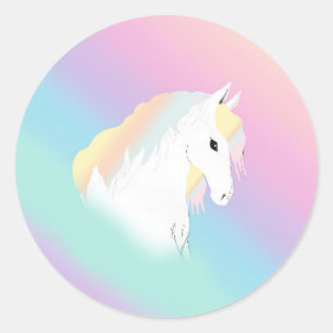 Rainbow Horse Unicorn Equestrian Girly  Classic Round Sticker
