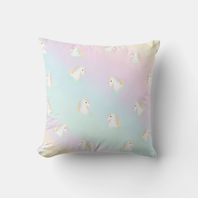 Rainbow Horse Unicorn Equestrian Girly  Cushion (Front)