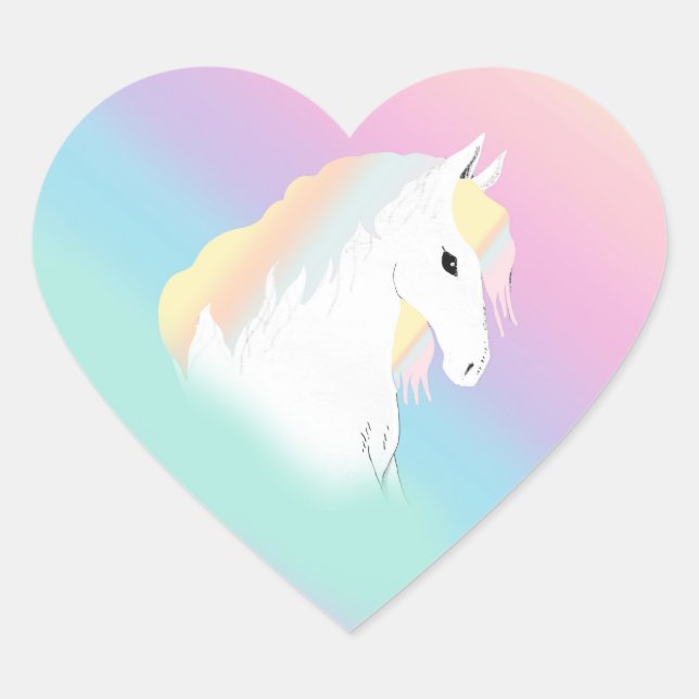Rainbow Horse Unicorn Equestrian Girly  Heart Sticker (Front)