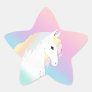 Rainbow Horse Unicorn Equestrian Girly  Star Sticker