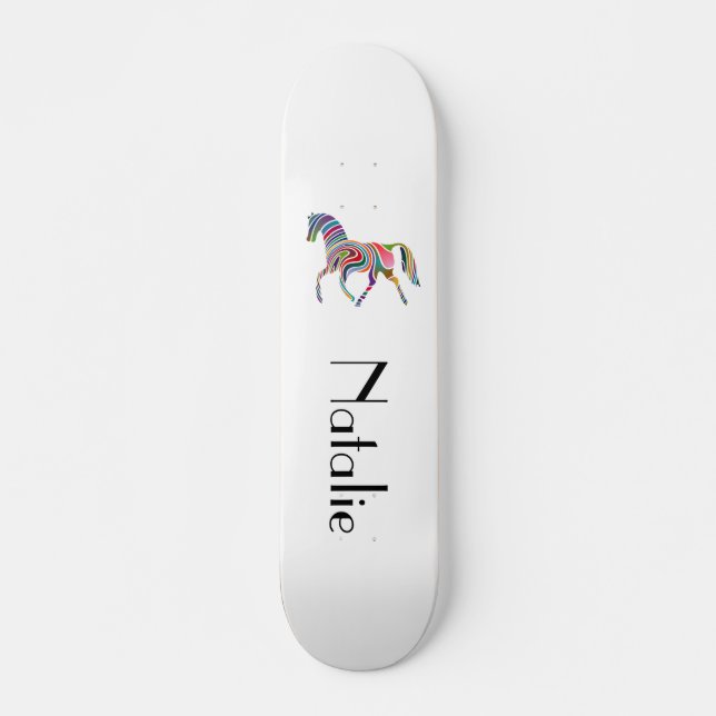 Rainbow horse  - your name skateboard (Front)