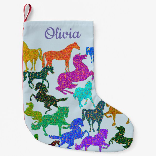 Rainbow Horses Custom Christmas Stocking (Front)