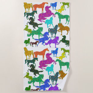 Rainbow Horses - "Dotty about Horses!" Beach Towel