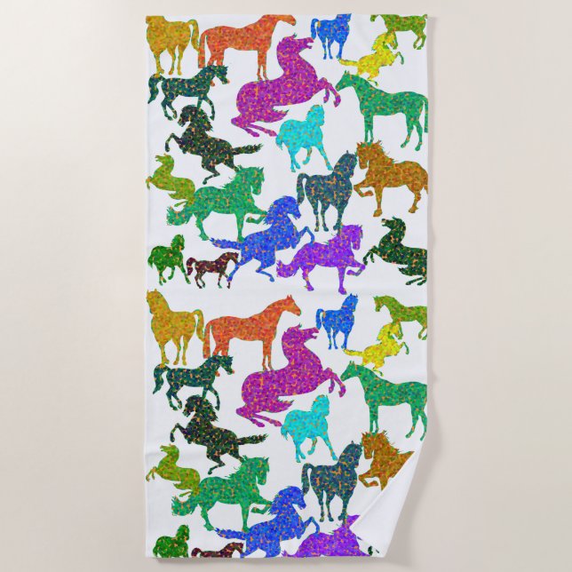 Rainbow Horses - "Dotty about Horses!" Beach Towel (Front)