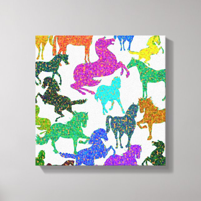 Rainbow Horses - "Dotty about Horses!" Canvas Print (Front)