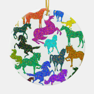 Rainbow Horses - "Dotty about Horses!" Ceramic Tree Decoration