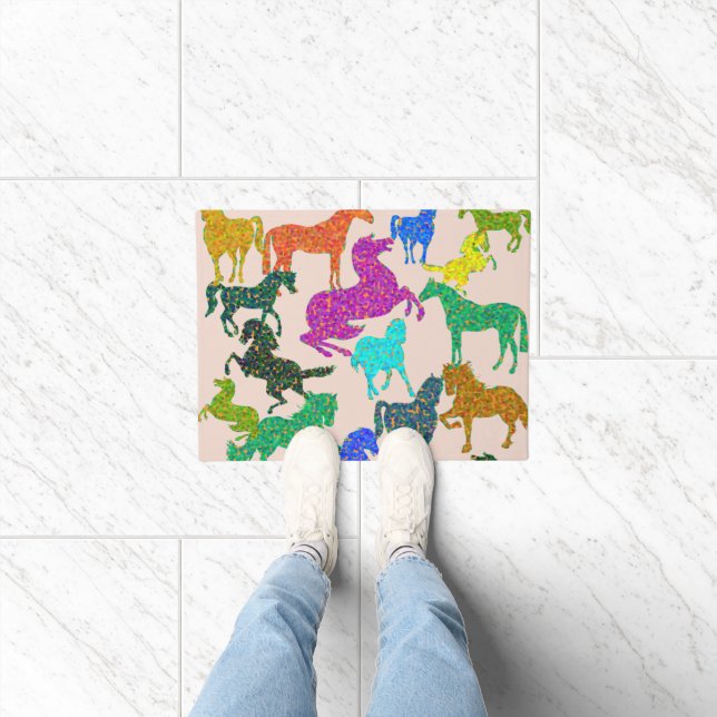 Rainbow Horses - "Dotty about Horses!" Doormat (Indoor)