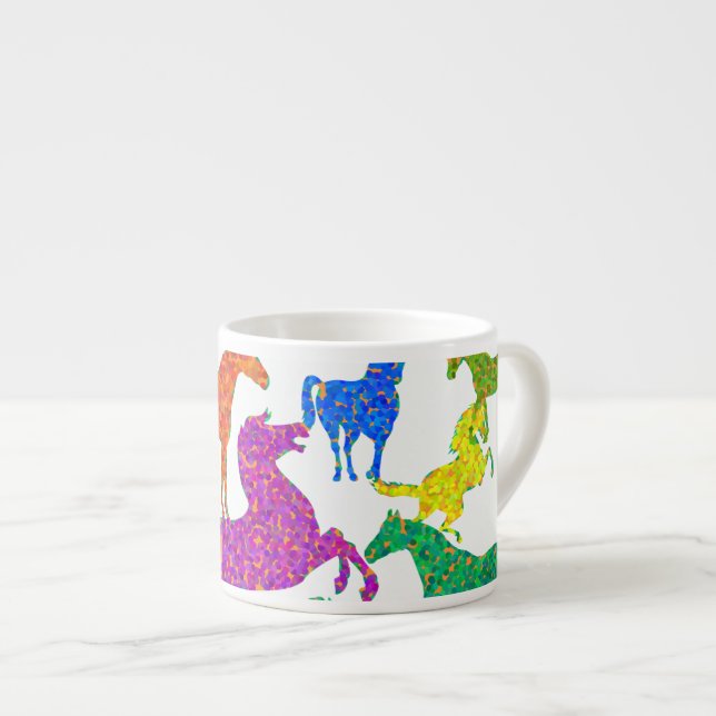 Rainbow Horses - "Dotty about Horses!" Espresso Cup (Front Right)