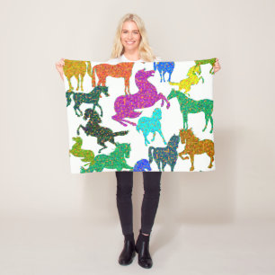 Rainbow Horses - "Dotty about Horses!" Fleece Blanket