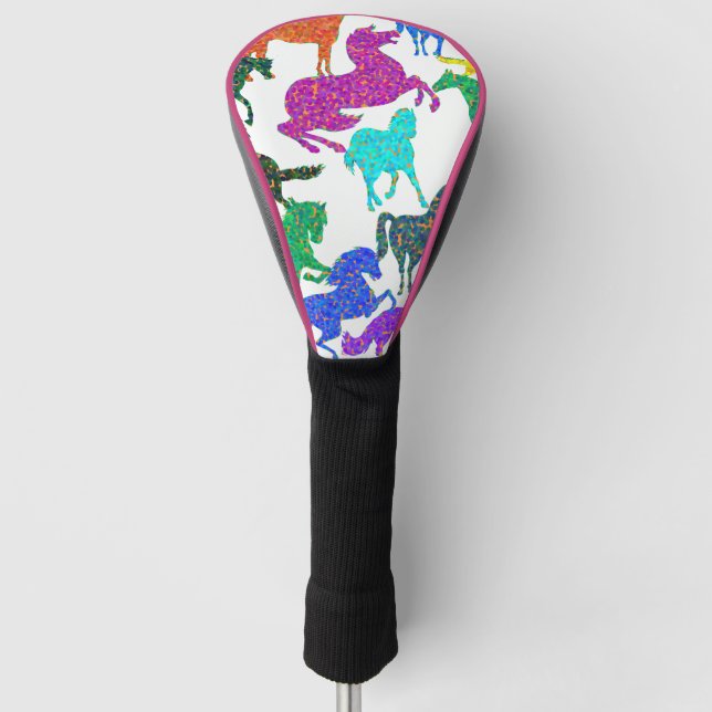 Rainbow Horses - "Dotty about Horses!" Golf Head Cover (Front)