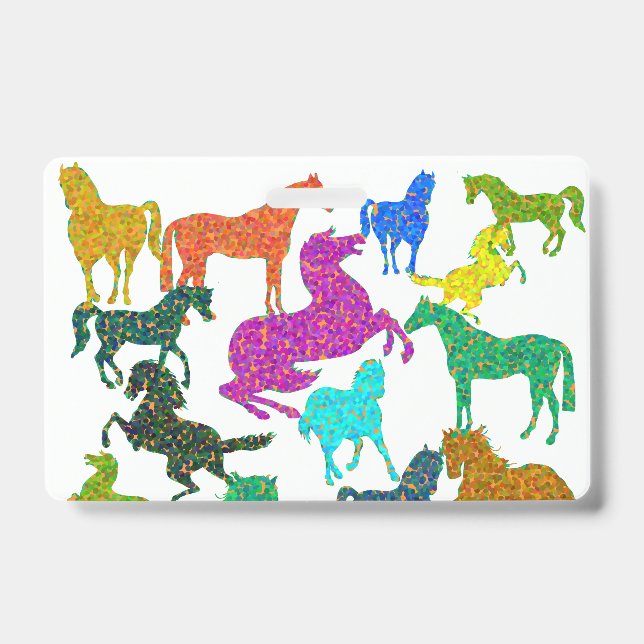 Rainbow Horses - "Dotty about Horses!" ID Badge (Front)