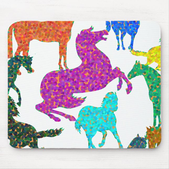 Rainbow Horses - "Dotty about Horses!" Mouse Mat (Front)