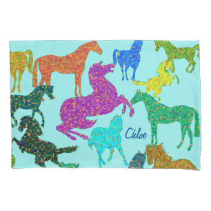 Rainbow Horses - "Dotty about Horses!" Pillow Case
