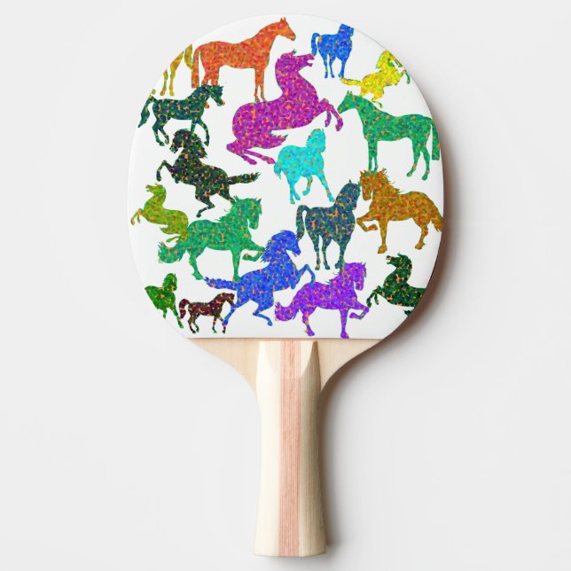 Rainbow Horses - "Dotty about Horses!" Ping Pong Paddle (Front)