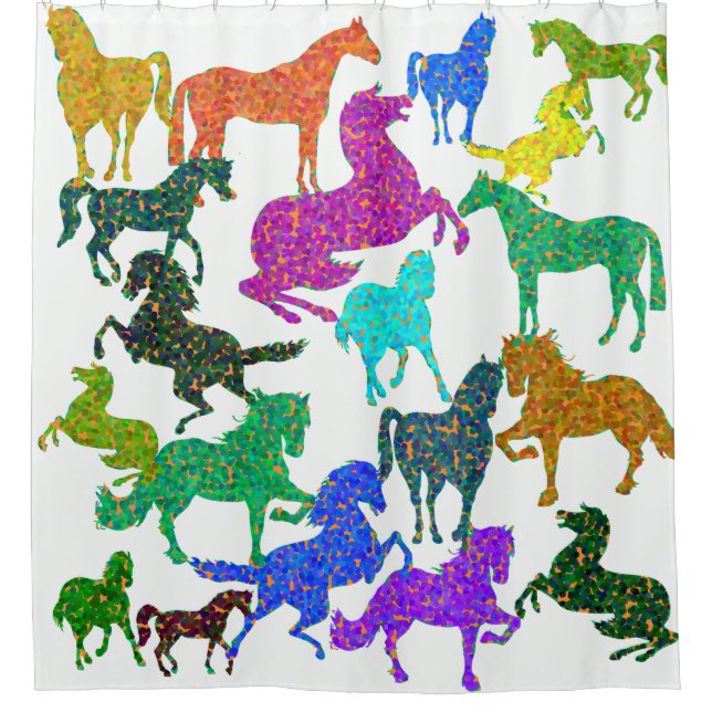 Rainbow Horses - "Dotty about Horses!" Shower Curtain (Front)