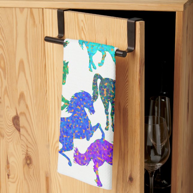 Rainbow Horses - "Dotty about Horses!" Tea Towel (Thirds Fold)
