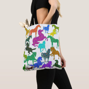 Rainbow Horses - "Dotty about Horses!" Tote Bag