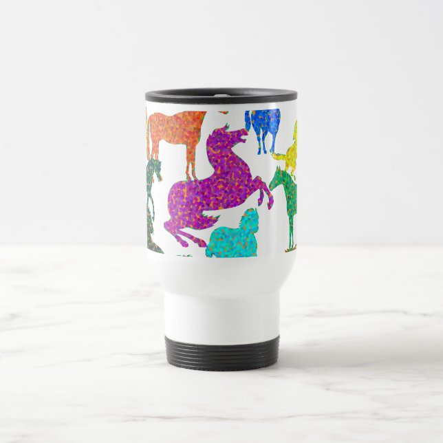 Rainbow Horses - "Dotty about Horses!" Travel Mug (Center)