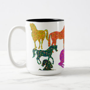 Rainbow Horses - "Dotty about Horses!" Two-Tone Coffee Mug