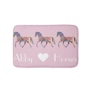 Rainbow Horses on Pink Bath Mat