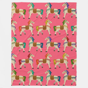 rainbow horses pink fleece blanket