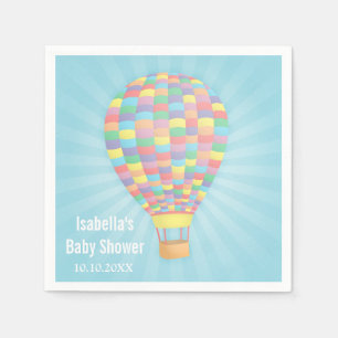 Rainbow Hot Air Balloon Baby Shower Paper Napkins