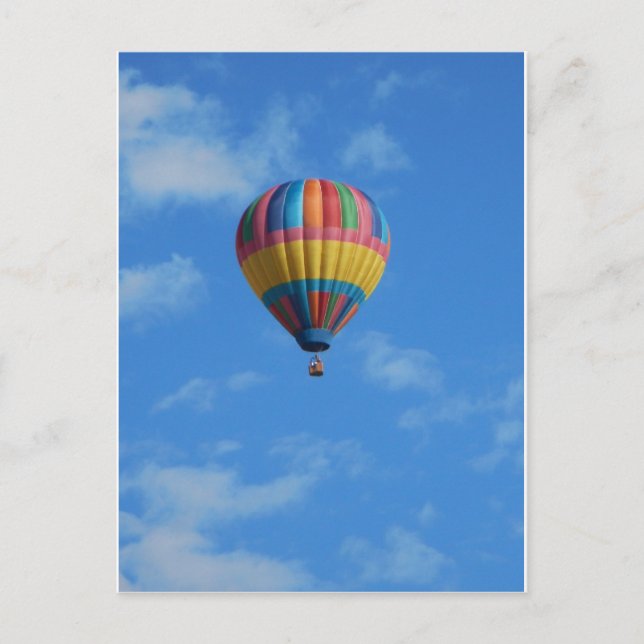 Rainbow Hot Air Balloon Flying in the Sky Postcard (Front)