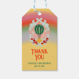 Rainbow Hot Air Balloon Kids Birthday Gift Tags