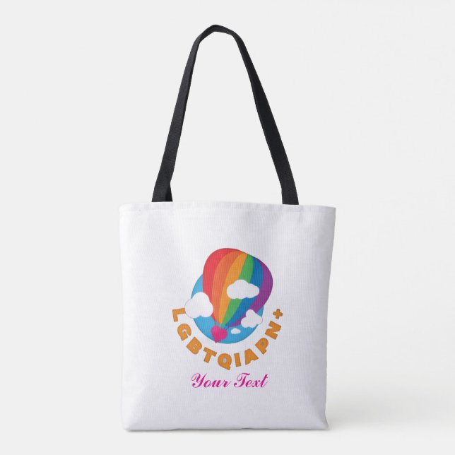 “Rainbow Hot Air Balloon LGBTQIA+ Pride Logo**  Tote Bag (Back)