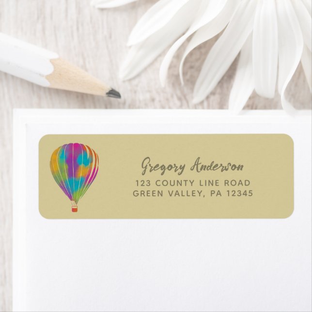 Rainbow Hot Air Balloon Return Address (Insitu)