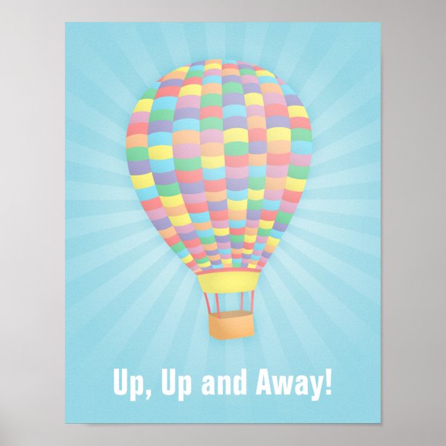 Rainbow Hot Air Balloon Wall Decor Poster (Front)