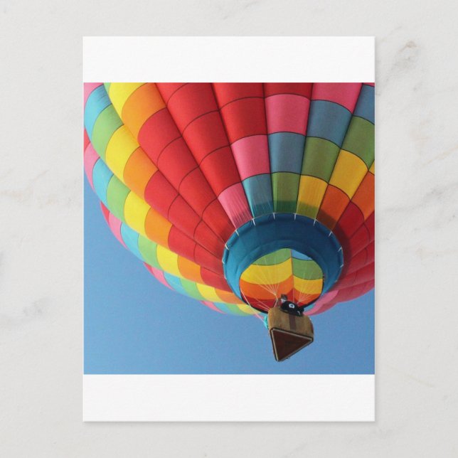 Rainbow Hot Air Balloon with Basket Postcard (Front)