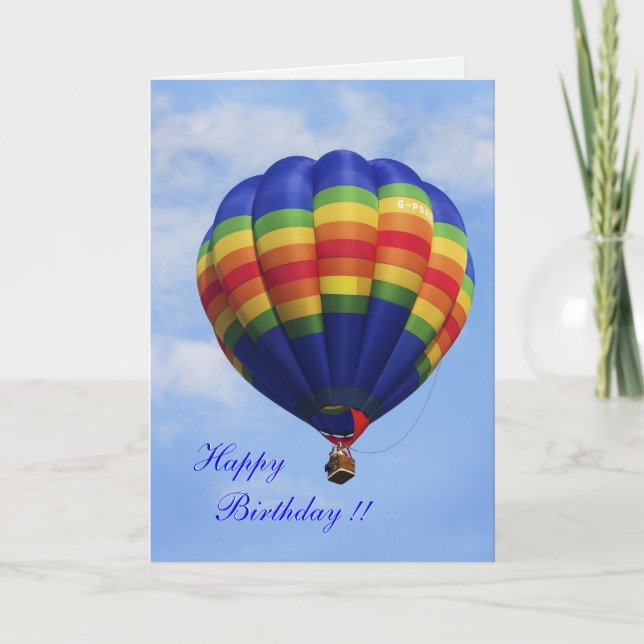 Rainbow Hot Air Ballooning birthday card (Front)