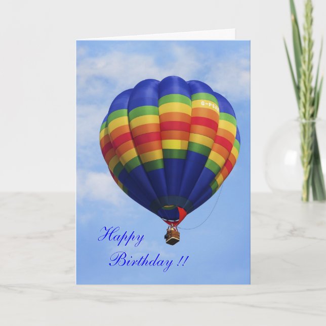 Rainbow Hot Air Ballooning birthday card (Front)