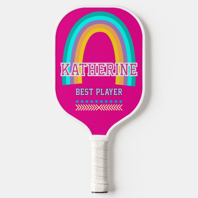 Rainbow Hot Pink Pickleball Paddle (Front)