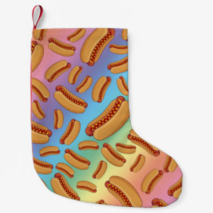 Rainbow hotdogs small christmas stocking