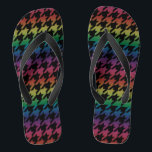 Rainbow houndstooth flip flops<br><div class="desc">This stylish houndstooth featuring black and rainbow is a must have. Change the size of the houndstooth by customising to create your signature look. Add a monogram too! Look for coordinating accessories. These are perfect for weddings as a change to comfortable footwear during the reception.</div>