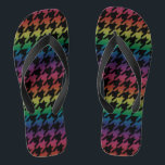 Rainbow houndstooth flip flops<br><div class="desc">This stylish houndstooth featuring black and rainbow is a must have. Change the size of the houndstooth by customising to create your signature look. Add a monogram too! Look for coordinating accessories. These are perfect for weddings as a change to comfortable footwear during the reception.</div>