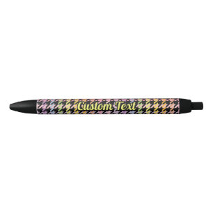 Rainbow Houndstooth Pattern Black Ink Pen