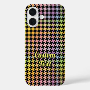 Rainbow Houndstooth Pattern iPhone 16 Case