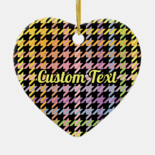 Rainbow Houndstooth Pattern Ceramic Tree Decoration