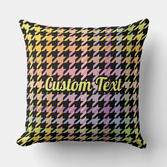 Rainbow Houndstooth Pattern Cushion (Front)