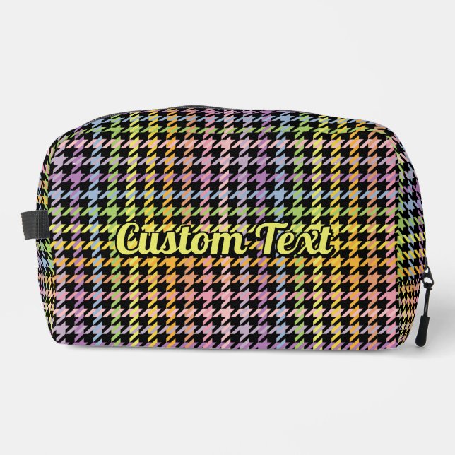 Rainbow Houndstooth Pattern Dopp Kit (Front)