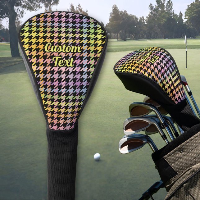 Rainbow Houndstooth Pattern Golf Head Cover (Creator Uploaded)