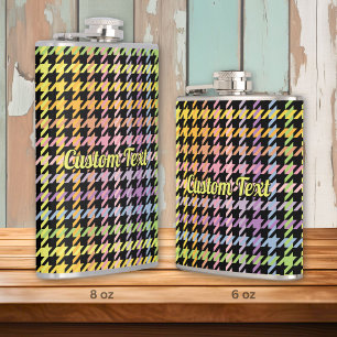 Rainbow Houndstooth Pattern Hip Flask