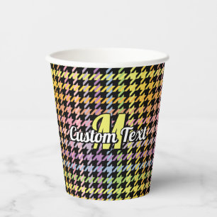 Rainbow Houndstooth Pattern Paper Cups