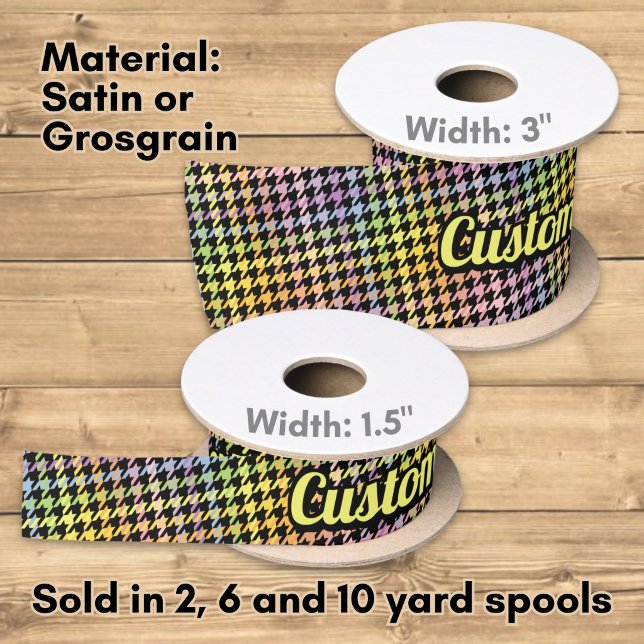 Rainbow Houndstooth Pattern Satin Ribbon (Creator Uploaded)