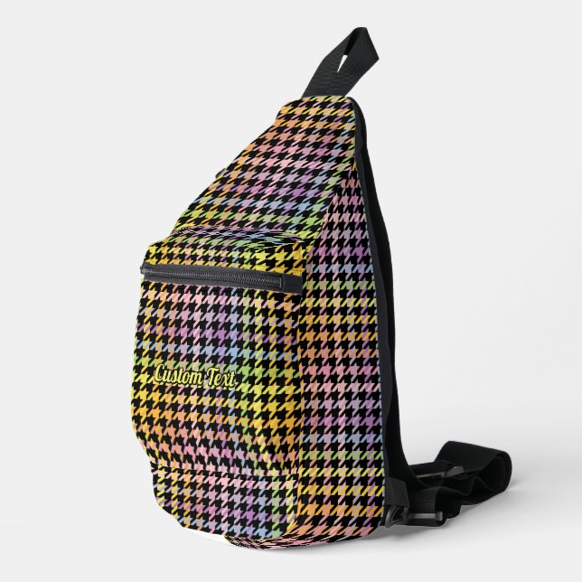 Rainbow Houndstooth Pattern Sling Bag (Right Corner)