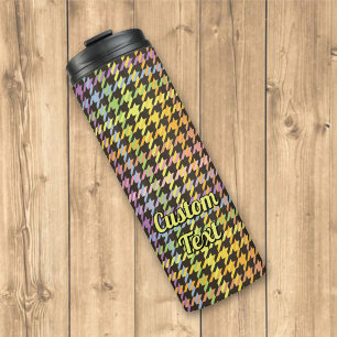Rainbow Houndstooth Pattern Thermal Tumbler
