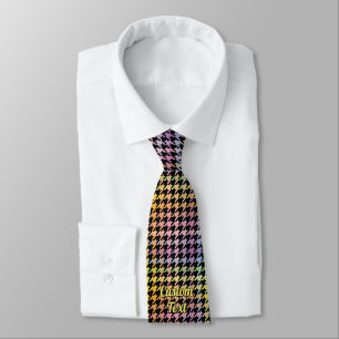 Rainbow Houndstooth Pattern Tie